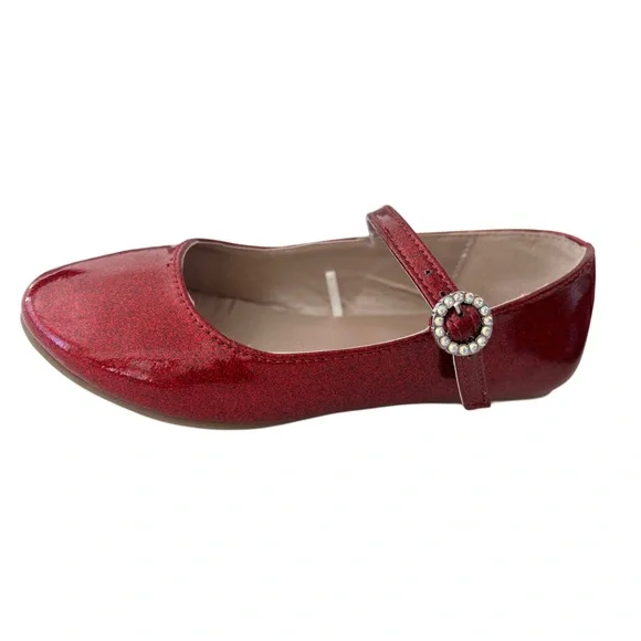 The Children's Place Sparkling Red Glitter Ballet Flats Shoes | Toddler Girl 12 - Picture 1 of 8